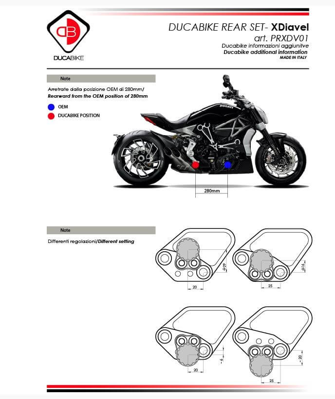 Ducabike Rearset Control Kit for 2016-2018 Ducati XDiavel/S