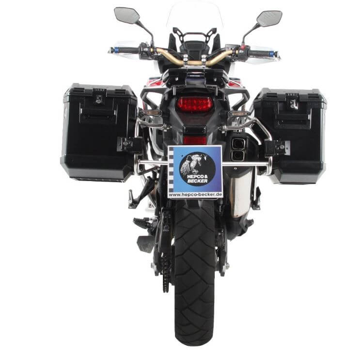 Hepco & Becker Cutout Side Carrier With Black Xplorer Cases for '16-'17 Honda CRF1000L Africa Twin Alurack & Easyrack
