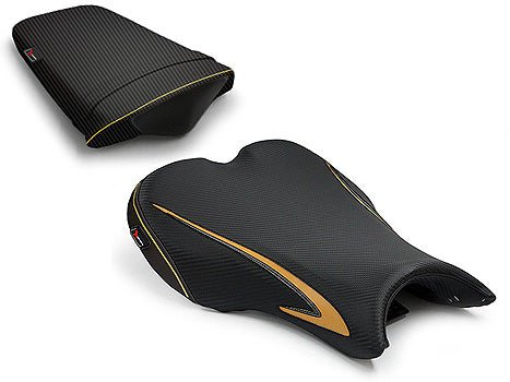 LuiMoto Team Triumph Seat Cover 2006-2012 Triumph Daytona 675/R - CF Black/Gold