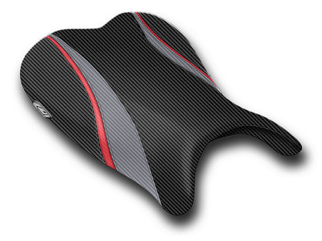 LuiMoto Team Suzuki Seat Covers for 2006-2007 Suzuki GSX-R 600/750 - CF Black/CF Gunmetal/CF Red