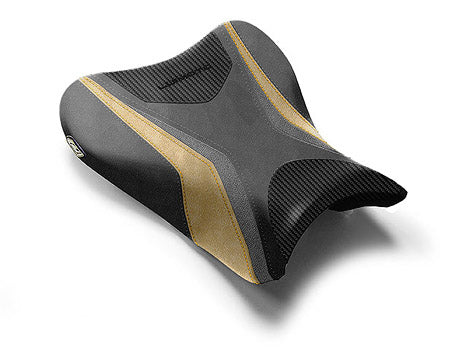 LuiMoto Sport Seat Covers '07-'08 Suzuki GSX-R1000 - CF Black/Gunmetal/Deep Gold