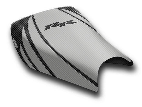 LuiMoto Tribal Flight CF Seat Covers 2004-2007 Honda CBR1000RR - CF Silver/CF Black/Black RR logo