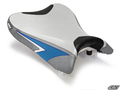 LuiMoto Team Suzuki Seat Cover 08-10 Suzuki GSXR 600/750 - CF Pearl/Silver