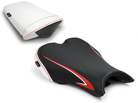 LuiMoto Team Triumph Seat Cover 2006-2012 Triumph Daytona 675/R - CF Black/Red/White