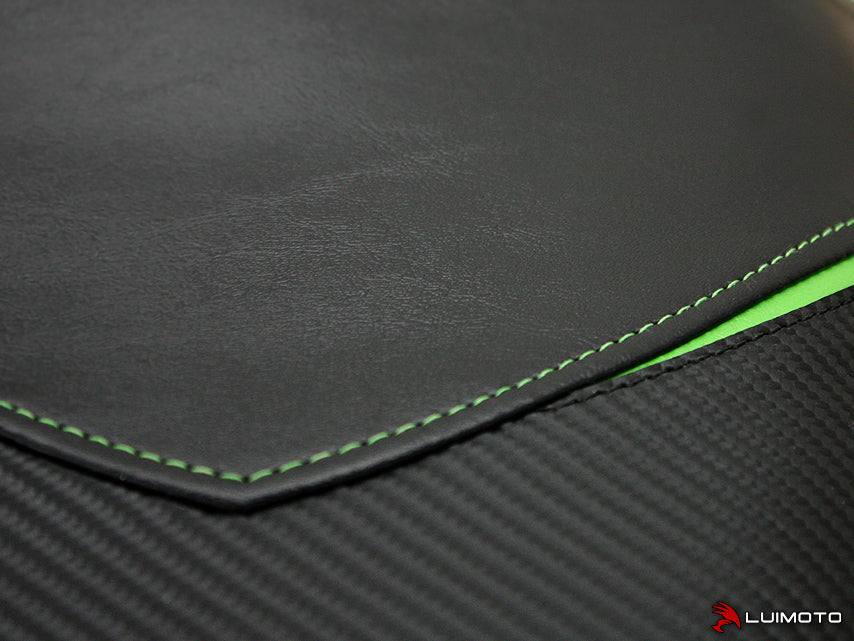 LuiMoto Team Kawasaki Seat Cover 2007-2014 Kawasaki Versys 650 - CF Black/Lime Green