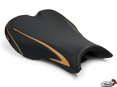 LuiMoto Team Triumph Seat Cover 2006-2012 Triumph Daytona 675/R - CF Black/Gold