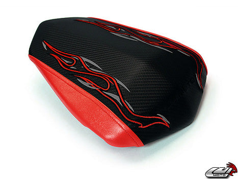 LuiMoto Flame Edition Seat Cover 2009-2014 Yamaha YZF R1 - CF Black/Red