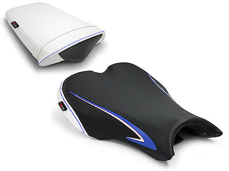 LuiMoto Team Triumph Seat Cover 2006-2012 Triumph Daytona 675/R - CF Black/Blue/White