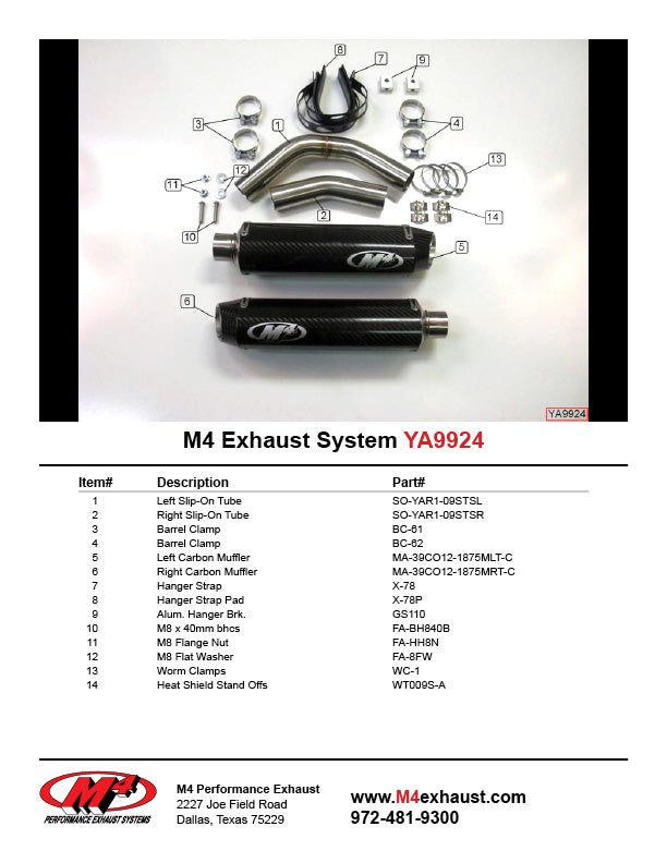 M4 Slip On Exhaust System 2009-2014 Yamaha R1