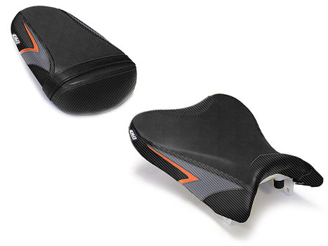 LuiMoto Team Suzuki Seat Cover 2008-2010 Suzuki GSXR 600/750 - CF Black/Orange