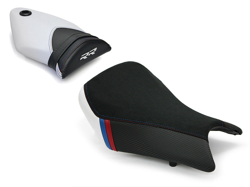 LuiMoto Motorsports Edition Seat Cover 2012-2014 BMW S1000RR - Black Suede/Cf Pearl