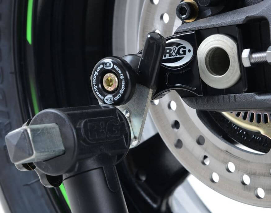 R&G Offset Cotton Reel Swingarm Spools Kawasaki '16- ZX-10R, '20 ZH2