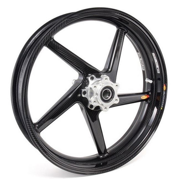 BST 3.5" x "17 5 Spoke Slanted Carbon Fiber Front Wheel for 2006-2012 Triumph Daytona 675/R, Street Triple/R