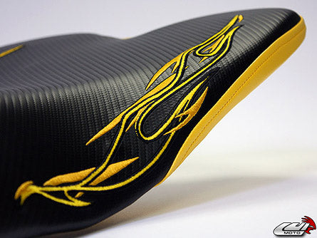 LuiMoto Flame Edition Seat Cover 2009-2014 Yamaha YZF R1 - CF Black/Yellow