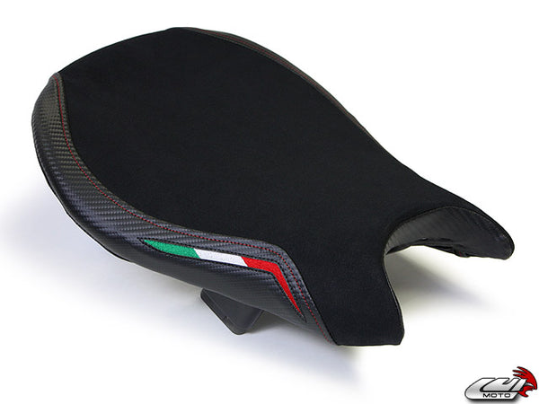 LuiMoto Team Italia Suede Leather Front Seat Cover 2009-2015 Ducati Streetfighter - Red Stitching