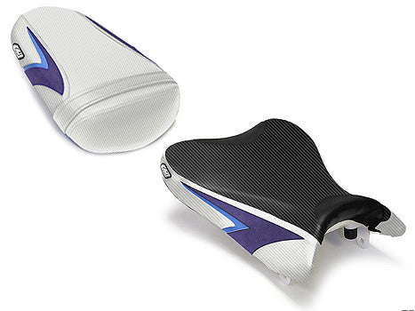 LuiMoto Team Suzuki Seat Cover 08-10 Suzuki GSXR 600/750 - CF Black/CF White