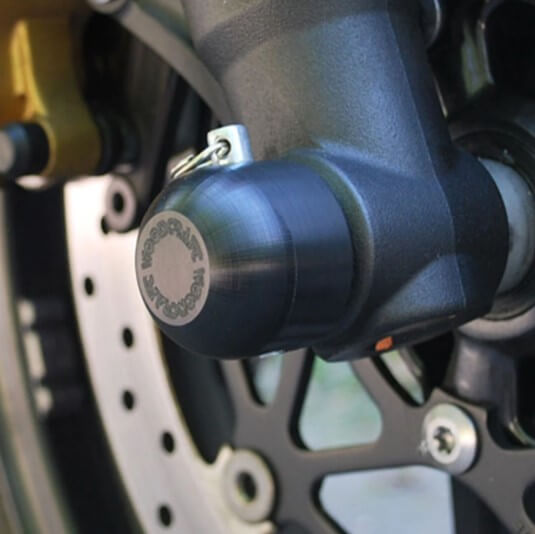 Woodcraft Rear Axle Sliders Triumph '06-'17 Daytona 675/R, '09-'23 Street Triple R/S/RS/Moto2