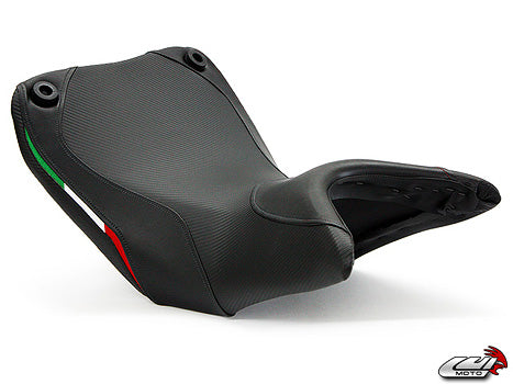 LuiMoto Team Italia Seat Covers 2010-2014 Ducati Multistrada - CF Black w/Black Stitching