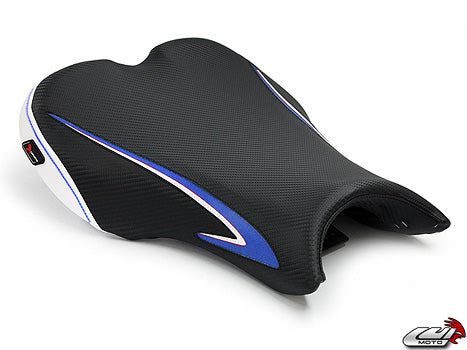 LuiMoto Team Triumph Seat Cover 2006-2012 Triumph Daytona 675/R - CF Black/Blue/White