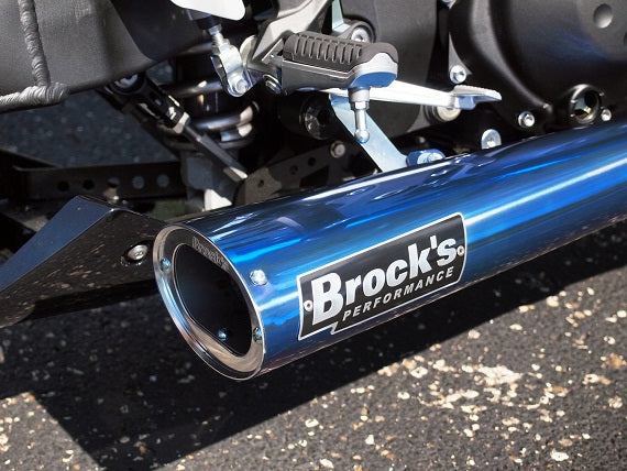 Brocks Performance TiWinder Blue 18" Muffler Street Full Titanium Exhaust System for 2006-2013 Kawasaki ZX14R