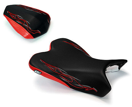 LuiMoto Flame Edition Seat Cover 2009-2014 Yamaha YZF R1 - CF Black/Red