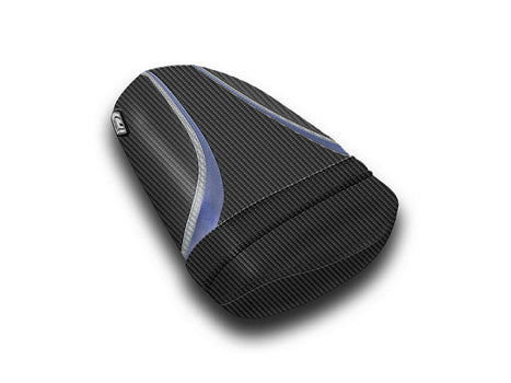 LuiMoto Team Suzuki Seat Covers for 2006-2007 Suzuki GSX-R 600/750 - CF Black/Dark Blue/CF Gunmetal