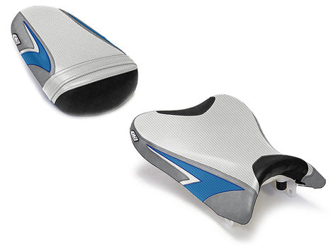 LuiMoto Team Suzuki Seat Cover 08-10 Suzuki GSXR 600/750 - CF Pearl/Silver
