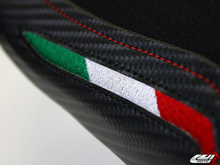 LuiMoto Team Italia Suede Leather Front Seat Cover 2009-2015 Ducati Streetfighter - Red Stitching