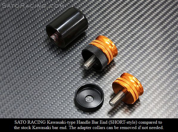 Sato Racing Short-Style Barends with Adapter Collars for Kawasaki & BMW | Size M8