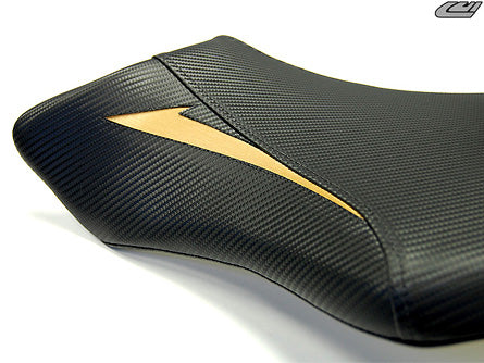 LuiMoto Raven Seat Cover 2007-2008 Yamaha YZF R1 - CF Black/Aluminum Gold