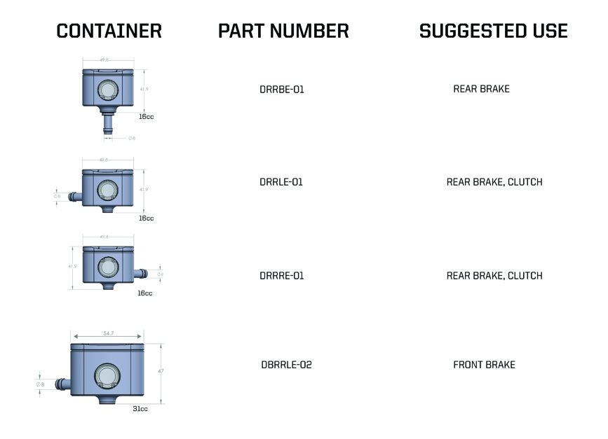Driven Racing 31cc Front Brake Fluid Containers