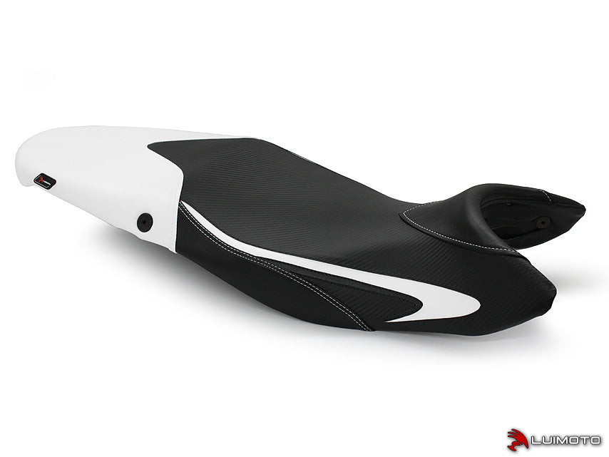 LuiMoto Team Triumph Seat Cover 2007-2012 Triumph Street Triple  - Cf Black/White/Black