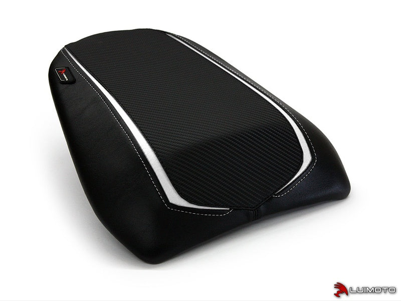 LuiMoto Team Kawasaki Seat Cover 2012-2014 Kawasaki ER6n / ER6f (Ninja 650R) - CF Black/White