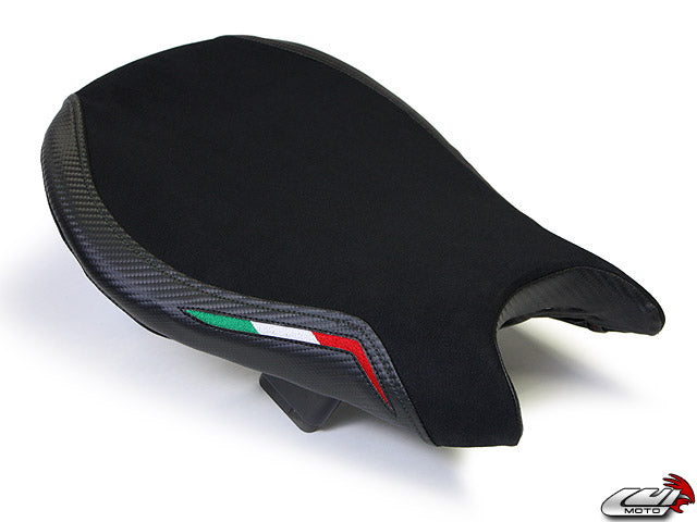 LuiMoto Team Italia Suede Leather Front Seat Cover 2009-2015 Ducati Streetfighter - Black Stitching