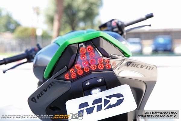 Motodynamic Sequential LED Tail Light '14-'16 Kawasaki Z1000, '16-'18 ZX10R, '18- Ninja 400 - Light Smoke