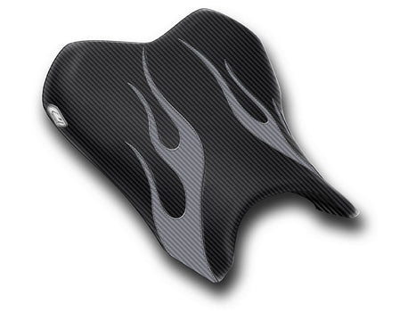 LuiMoto Flame Edition Seat Cover 06-07 Yamaha YZF-R6 - Cf Black/Cf Gunmetal