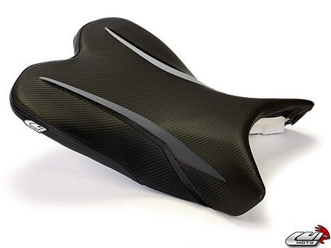 LuiMoto Raven Edition Seat Cover '09-'14 Yamaha YZF R1 - CF Black/Aluminum Black
