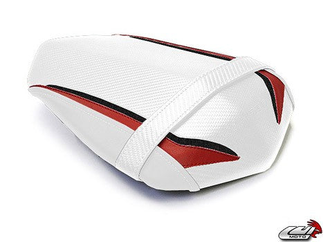 LuiMoto Raven Edition Seat Cover '09-'14 Yamaha YZF R1 - CF White/Red